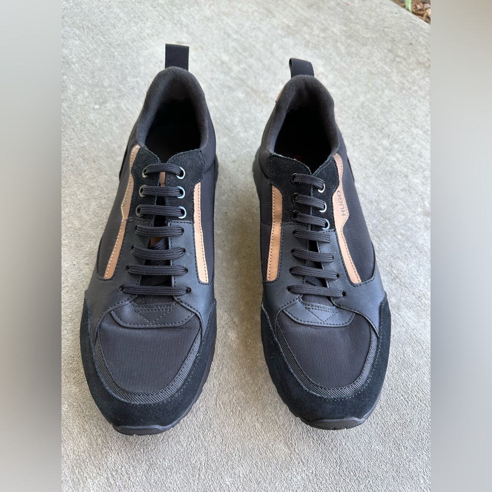 HUGO BOSS Icelin Sneakers Mens Black Trainer Lace Up Casual Size 9 Never Worn! - Picture 3 of 7